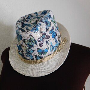 Womens Sequin Butterfly Dragonfly Fedora Hat Size 59cm (L) NWOT